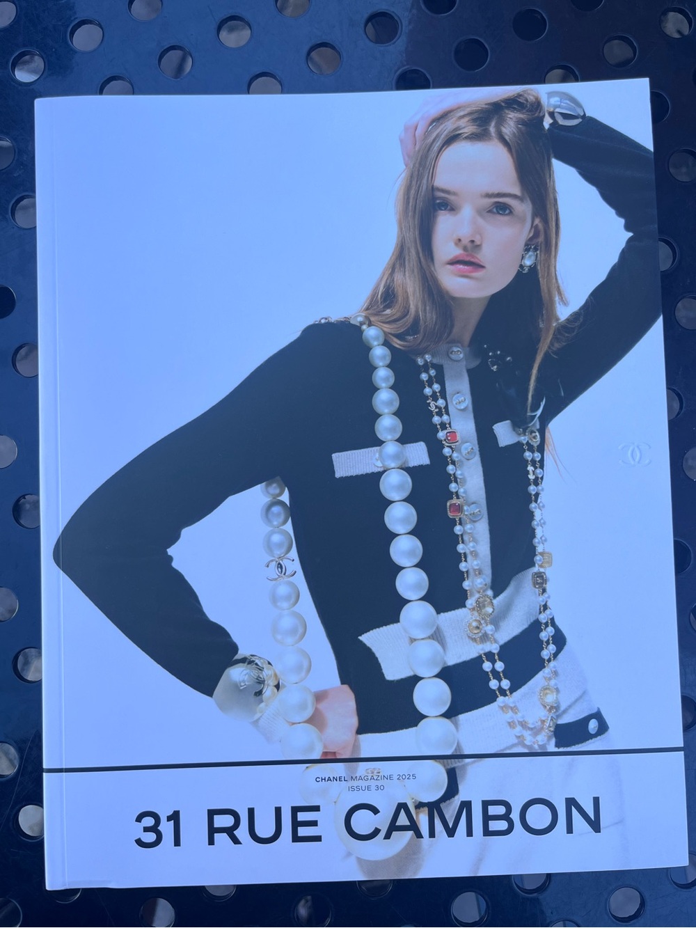 CHANEL 31 Rue Cambon issue 30 magazine— Black & White Cover with Pearl Accents